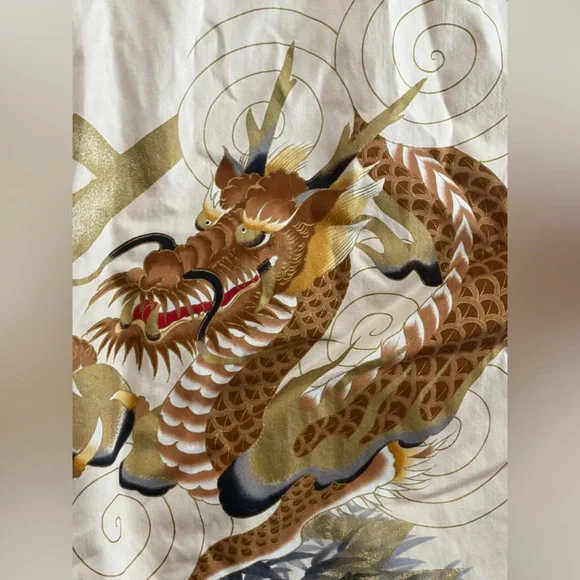 Vintage Japanese Tiger & Dragon 100% Cotton Kimono Wrap Robe, 58 Inches Length - Picture 10 of 15